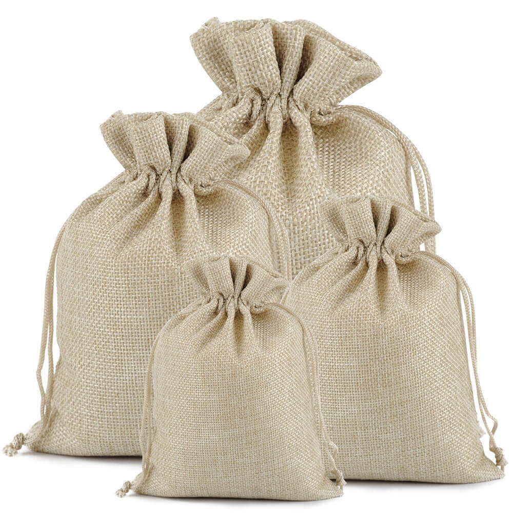 Burlap Linen Gift Bags, 25/50/100 Pcs - BCBMALL