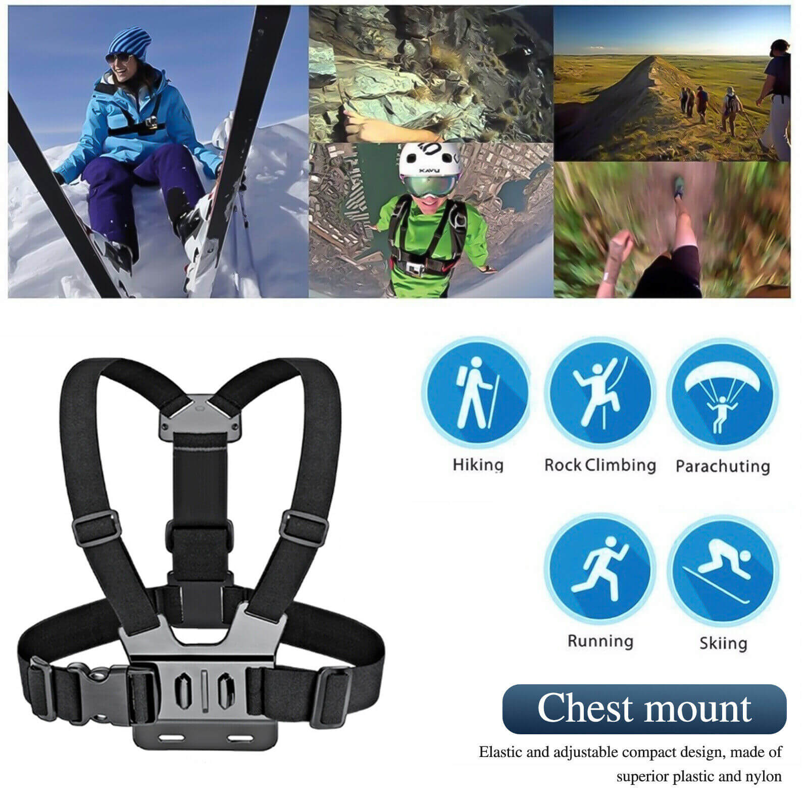 chest mount of Camera Accessories Set for GoPro Max, 23pcs