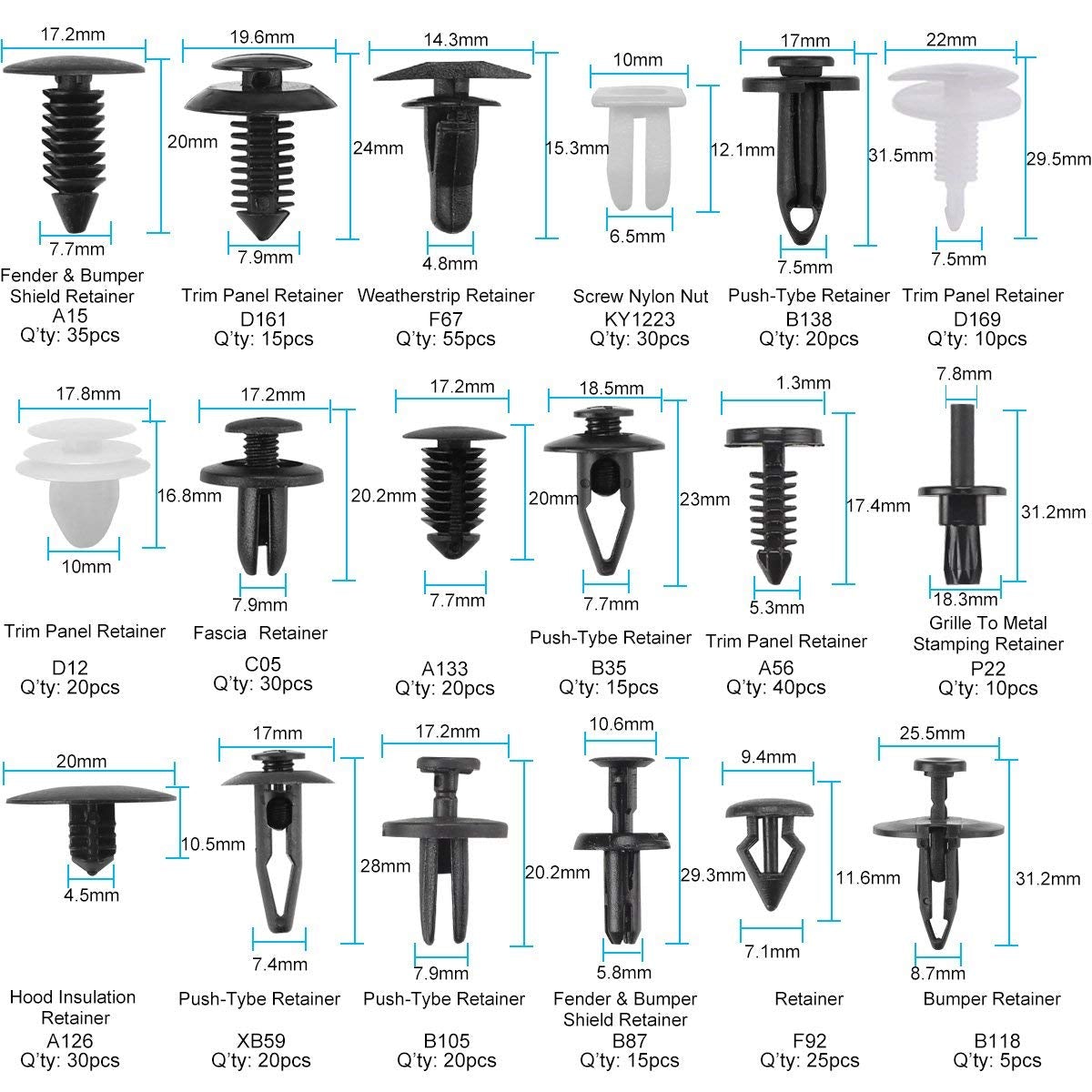 Car Body Plastic Rivets & Fastener Removal Tool, 465 Pcs/Set - BCBMALL