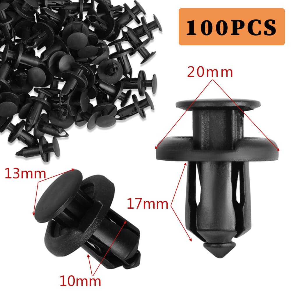 Car Bumper Retainer Clips Push Type Rivet, Universal 10mm 100pcs - BCBMALL