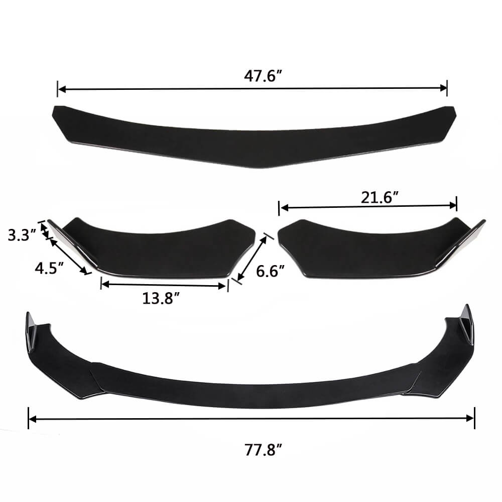size of Car Front Bumper Splitter Spoiler Body Kit