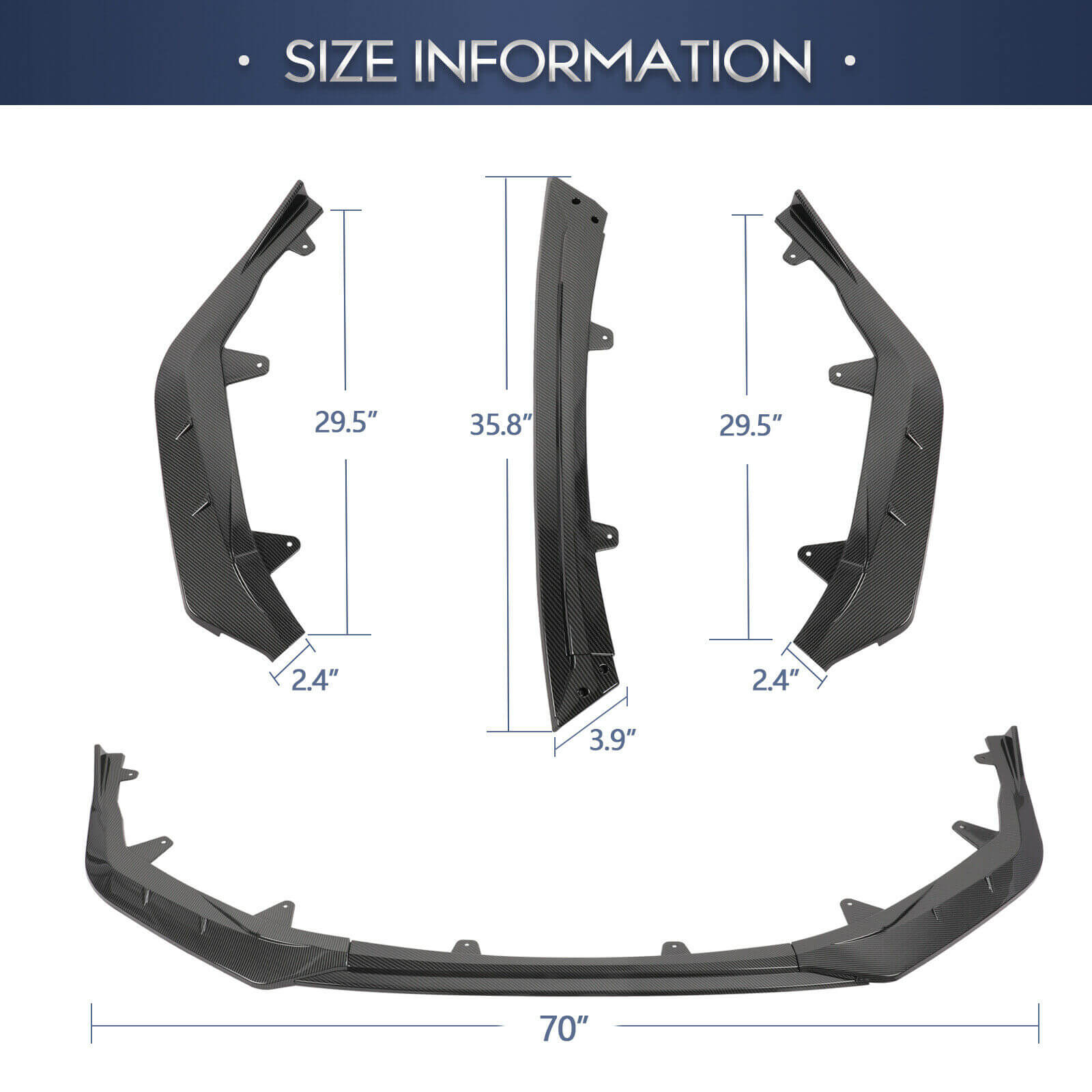 size of fiber Car Front Bumper for Toyota Corolla 2020+