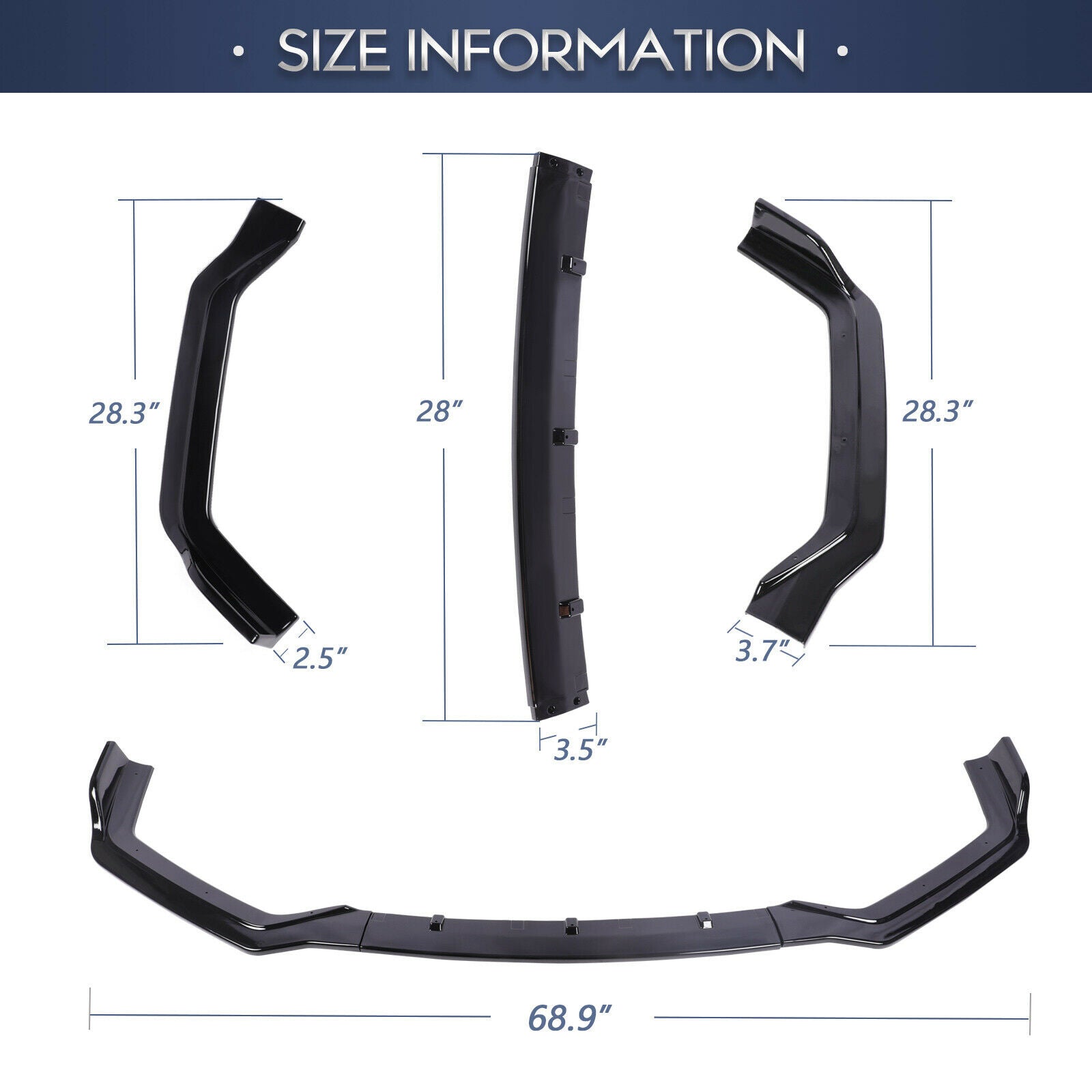 size of Car Front Lip for 2018+ INFINITI Q50 Sport