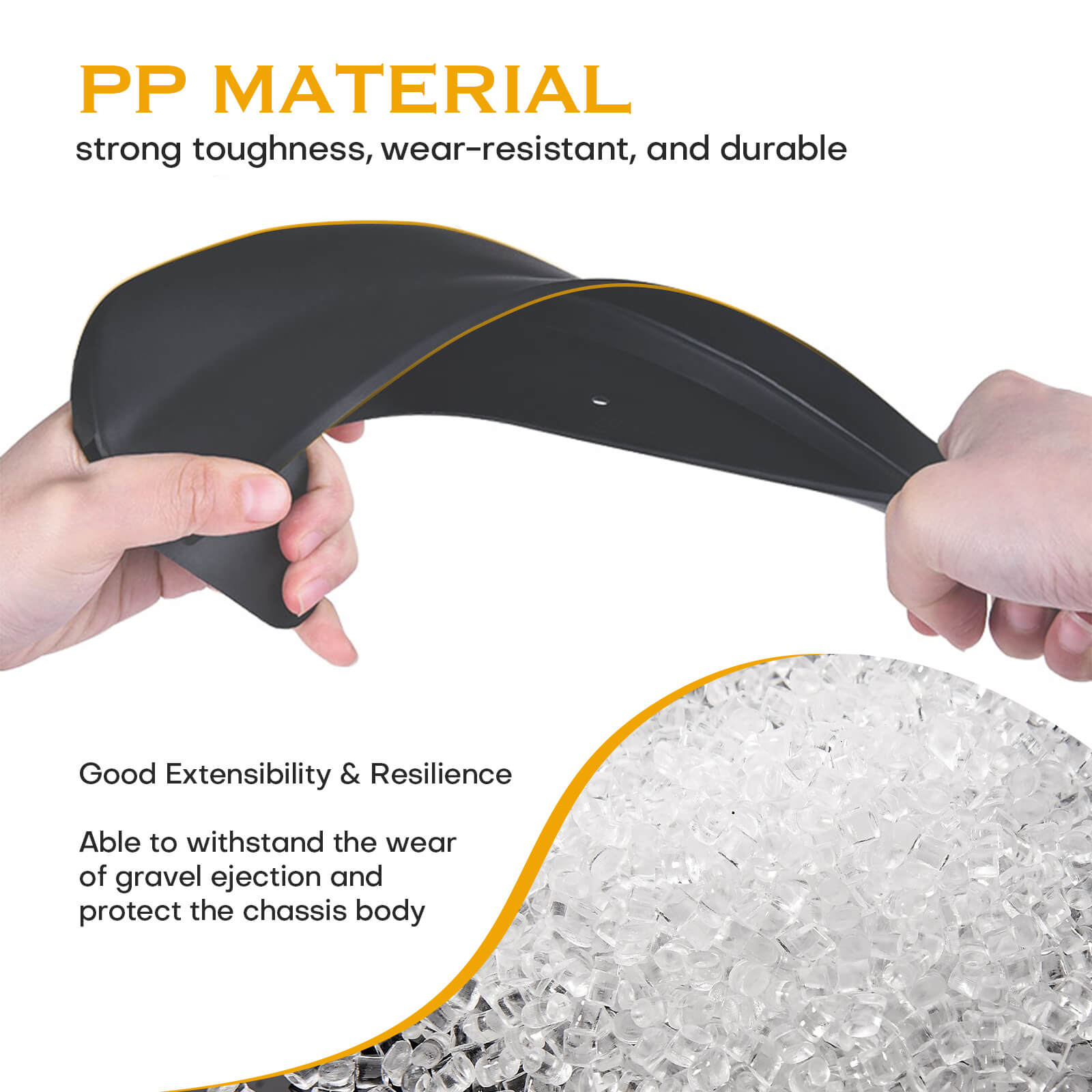 Car Front Rear Mud Flaps Splash Guard Fenders Mudguards are made of PP materials