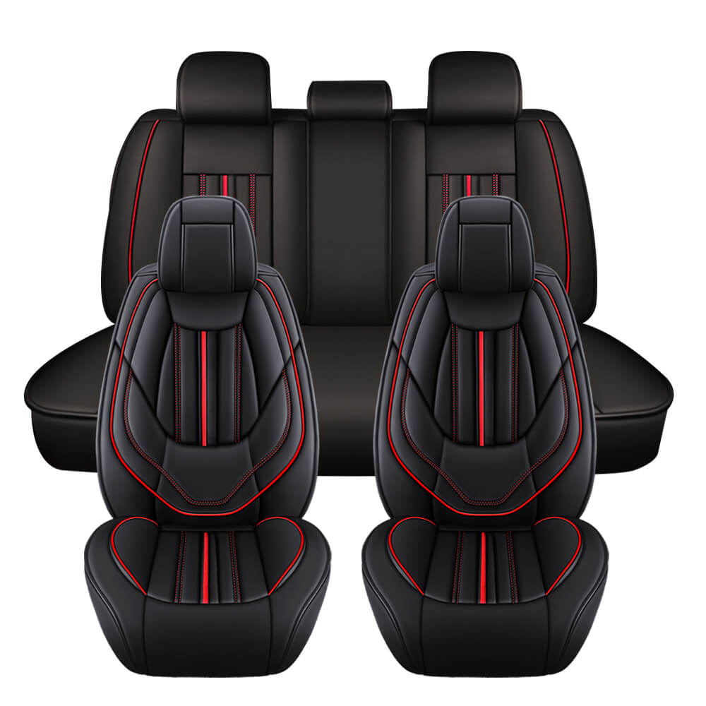 red line Car Leather Seat Covers, 5 Seats