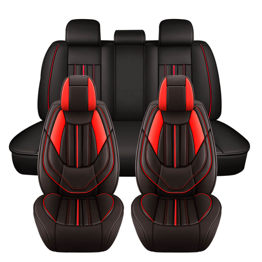 red Car Leather Seat Covers, 5 Seats
