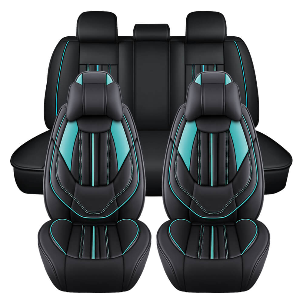 green Car Leather Seat Covers, 5 Seats