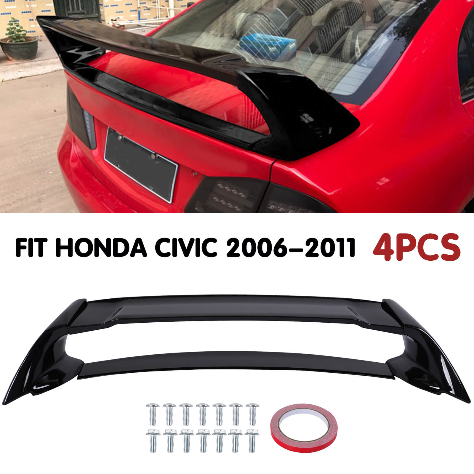Car Rear Trunk Spoiler Lip for Honda Civic 2006-2011 - BCBMALL