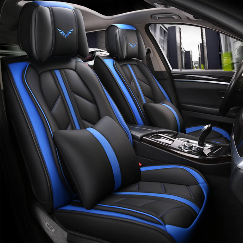 blue color Deluxe Leather Car Seat Covers