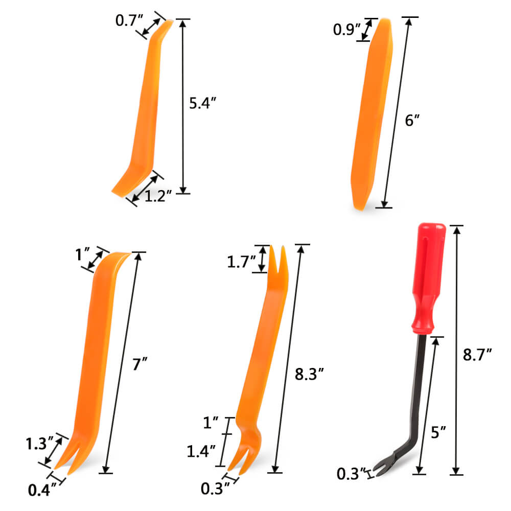 Size of the Car Trim Removal Panel Fastener Tool Kit