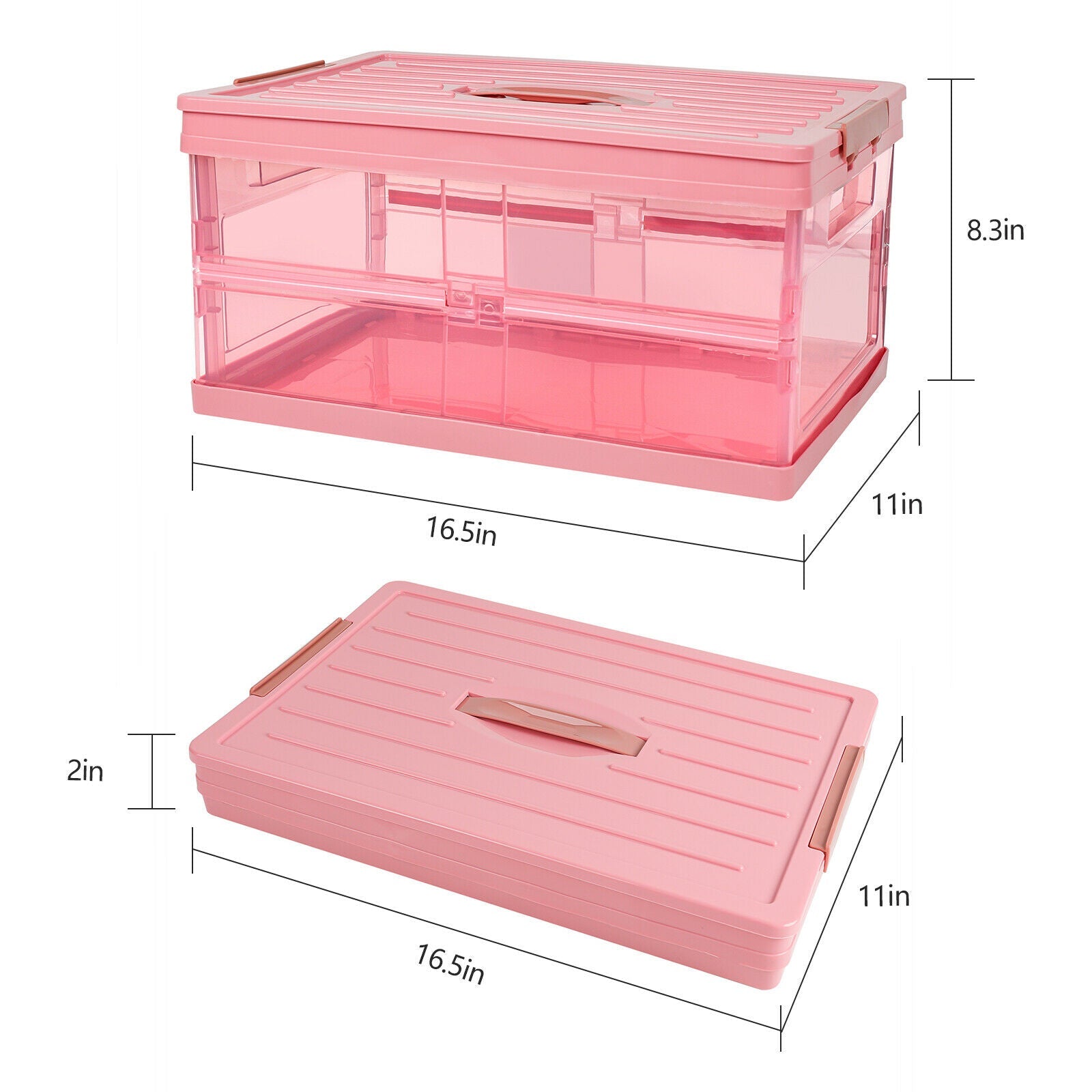 size of Clear Storage Bin with Lid&Handle
