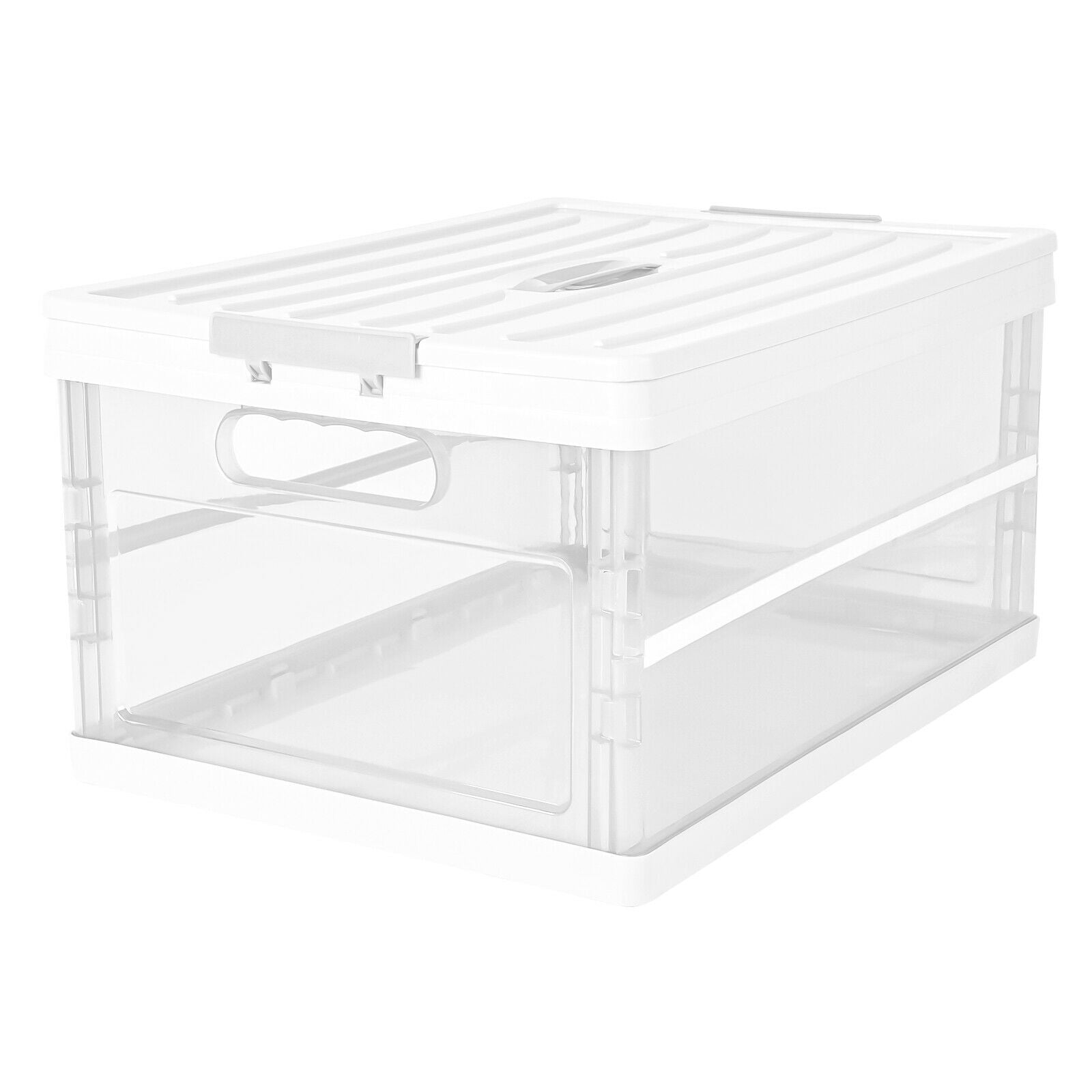 feature of Clear Storage Bin with Lid&Handle white
