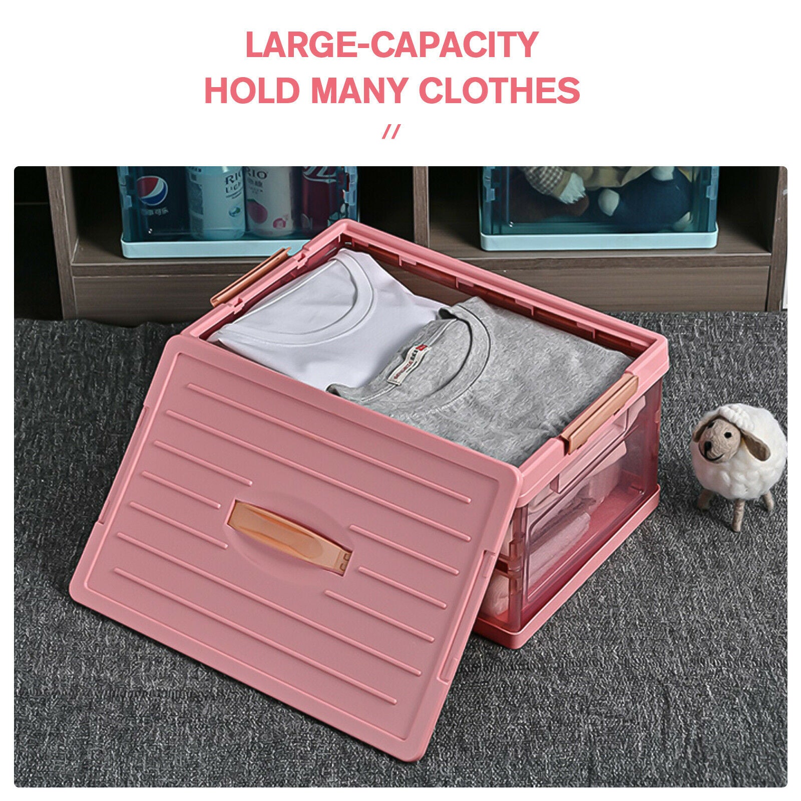Clear Storage Bin with Lid&Handle diaplay