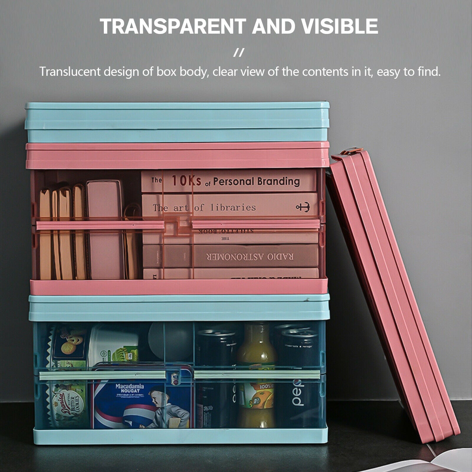 feature of Clear Storage Bin Lid&Handle