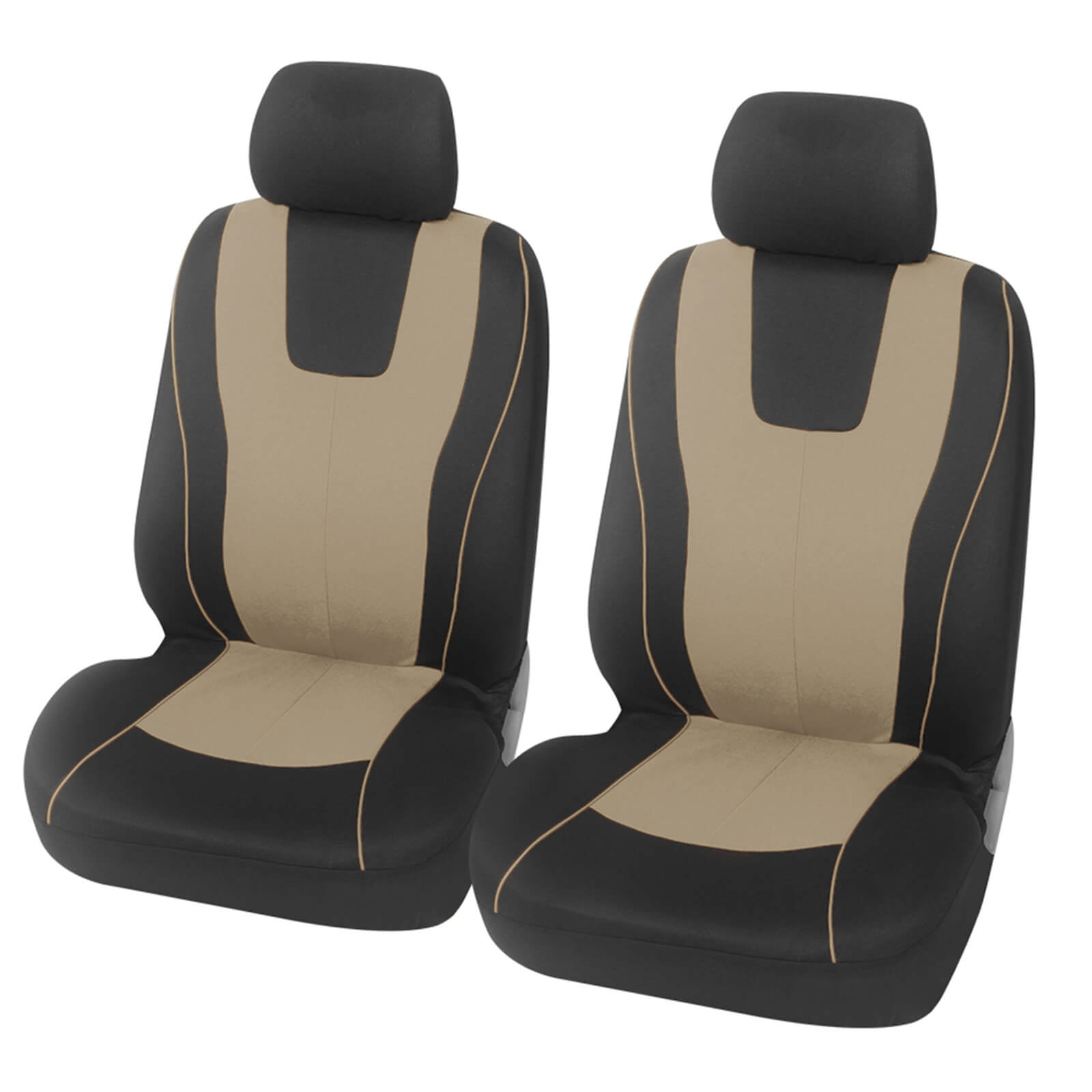 beige 2 front seat Cloth Seat Covers, 2 Front / 5 Seat