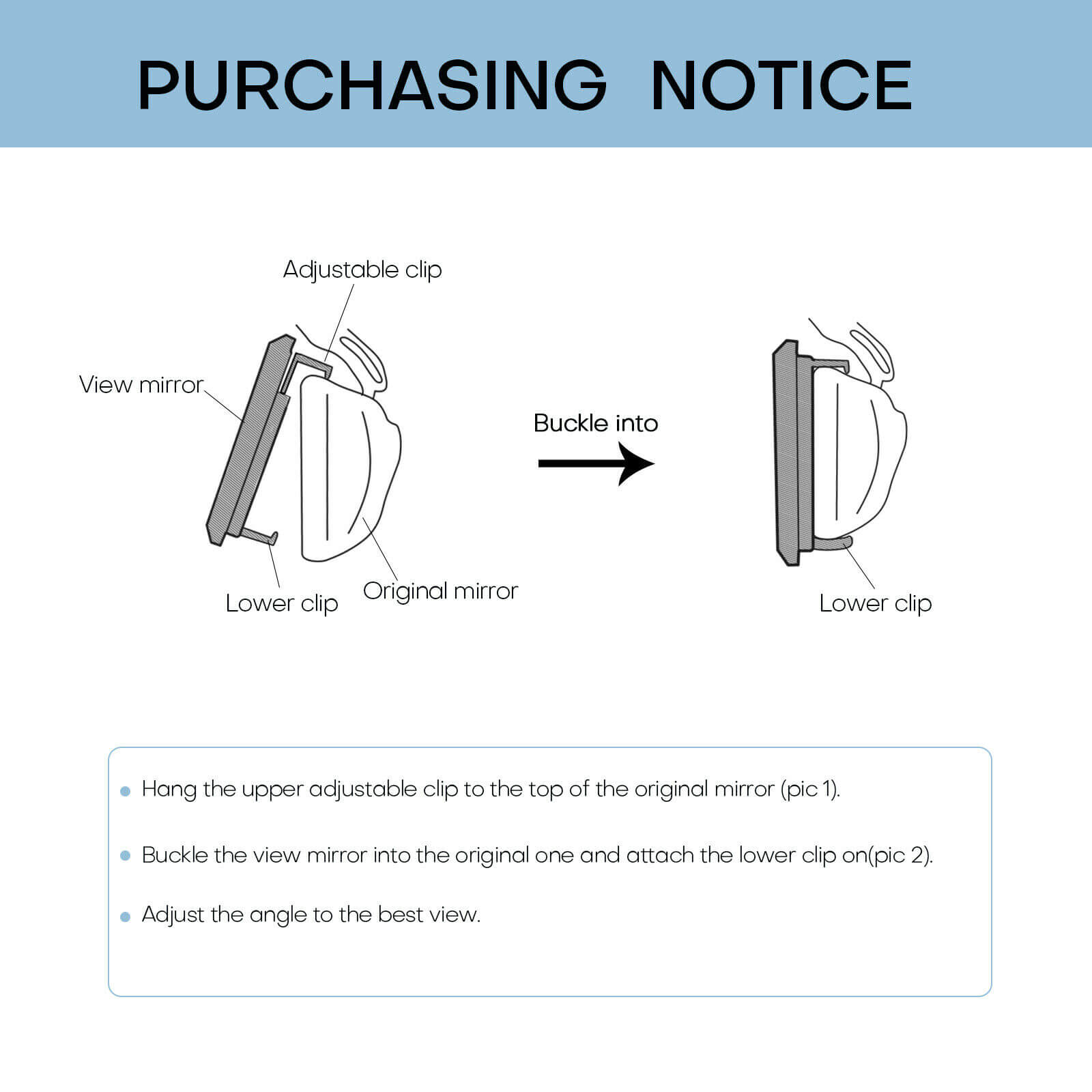 12" Convex Flat Rear View Mirror usage