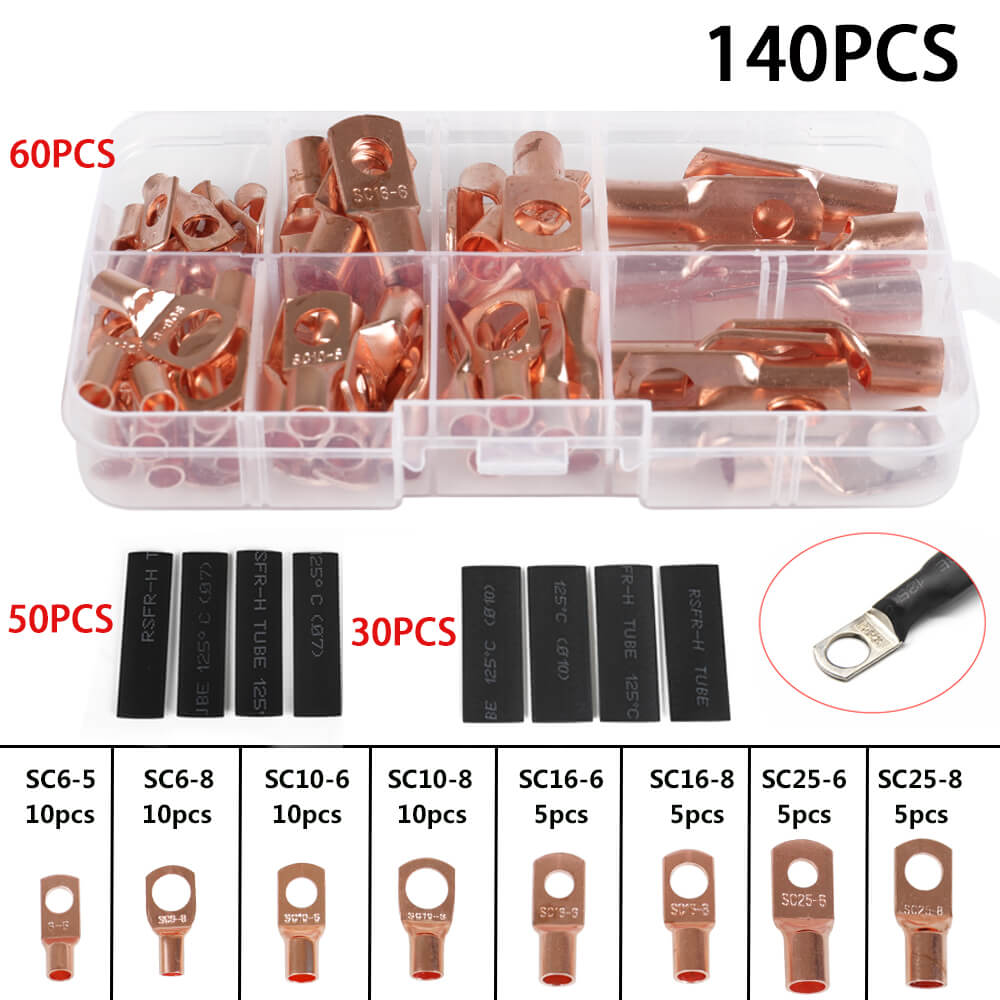 Copper Ring Lug Cable Terminal Connector Kit - BCBMALL