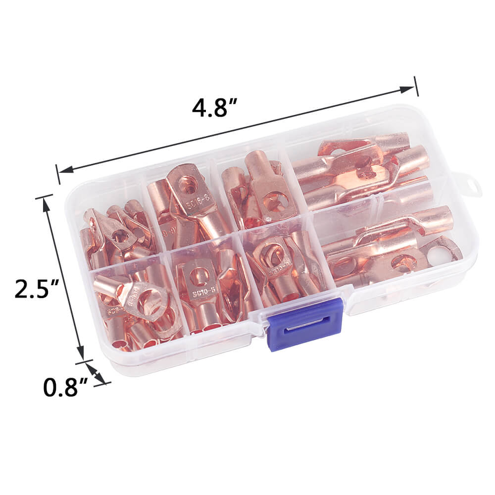 Copper Wire Lugs Battery Cable Terminal Connectors, 60Pcs - BCBMALL