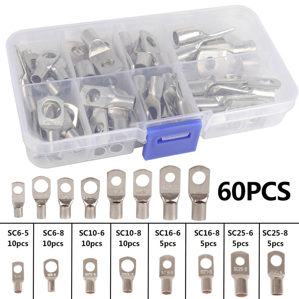 Copper Wire Lugs Battery Cable Terminal Connectors, 60Pcs - BCBMALL
