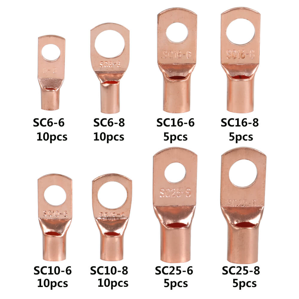 Copper Wire Lugs Battery Cable Terminal Connectors, 60Pcs - BCBMALL