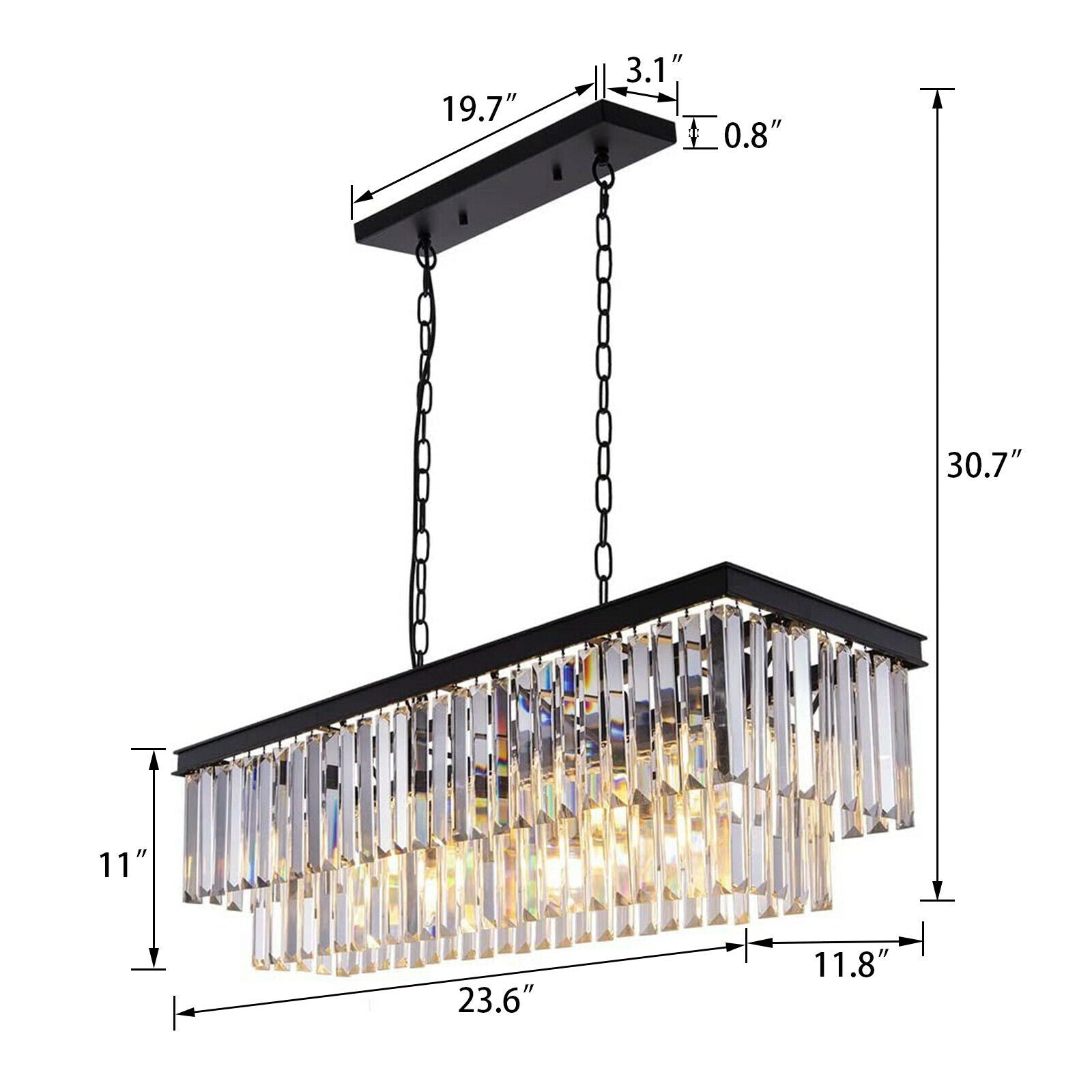 Size of Crystal Ceiling Light Chandelier 2 tier