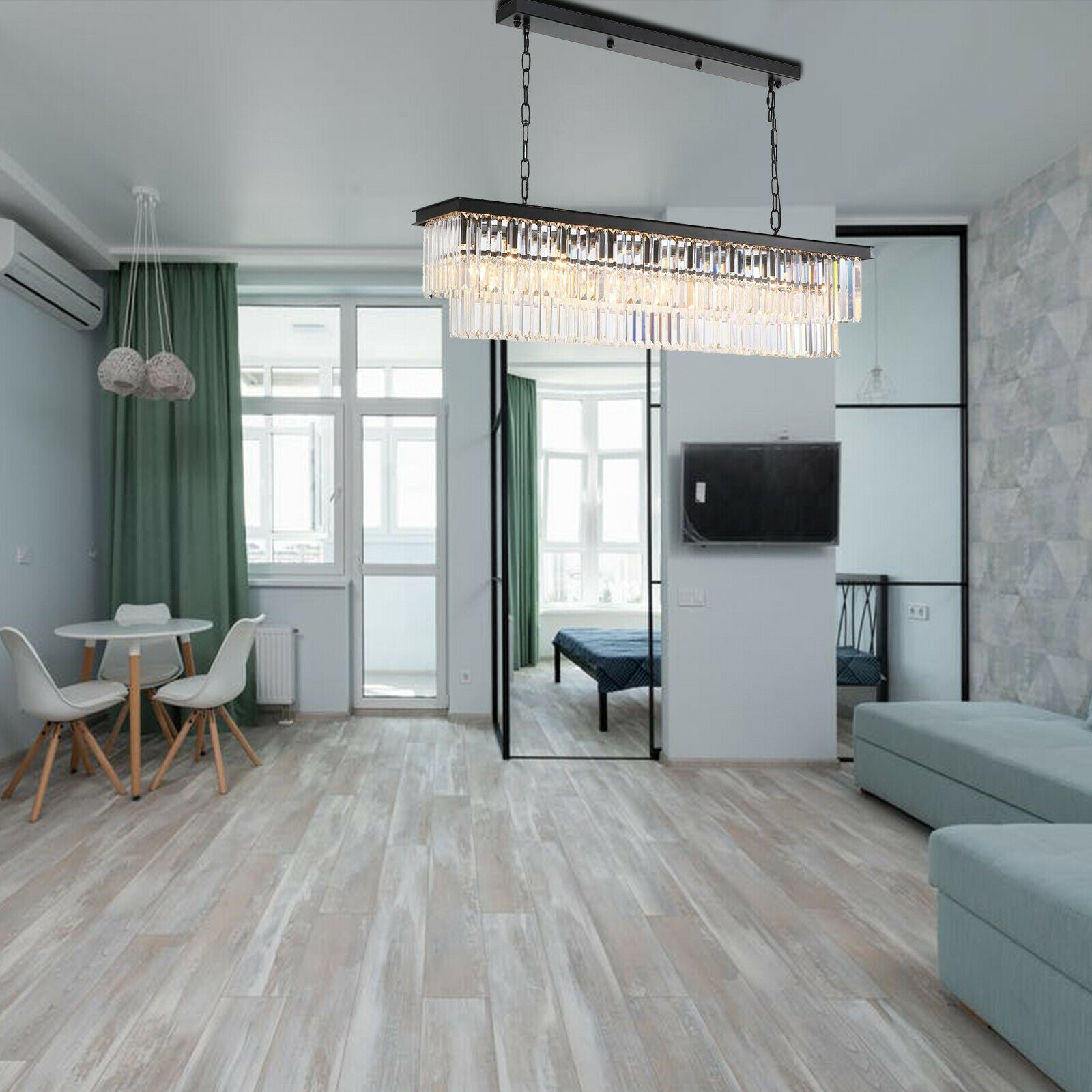 display of Crystal Ceiling Light Chandelier 2 tier