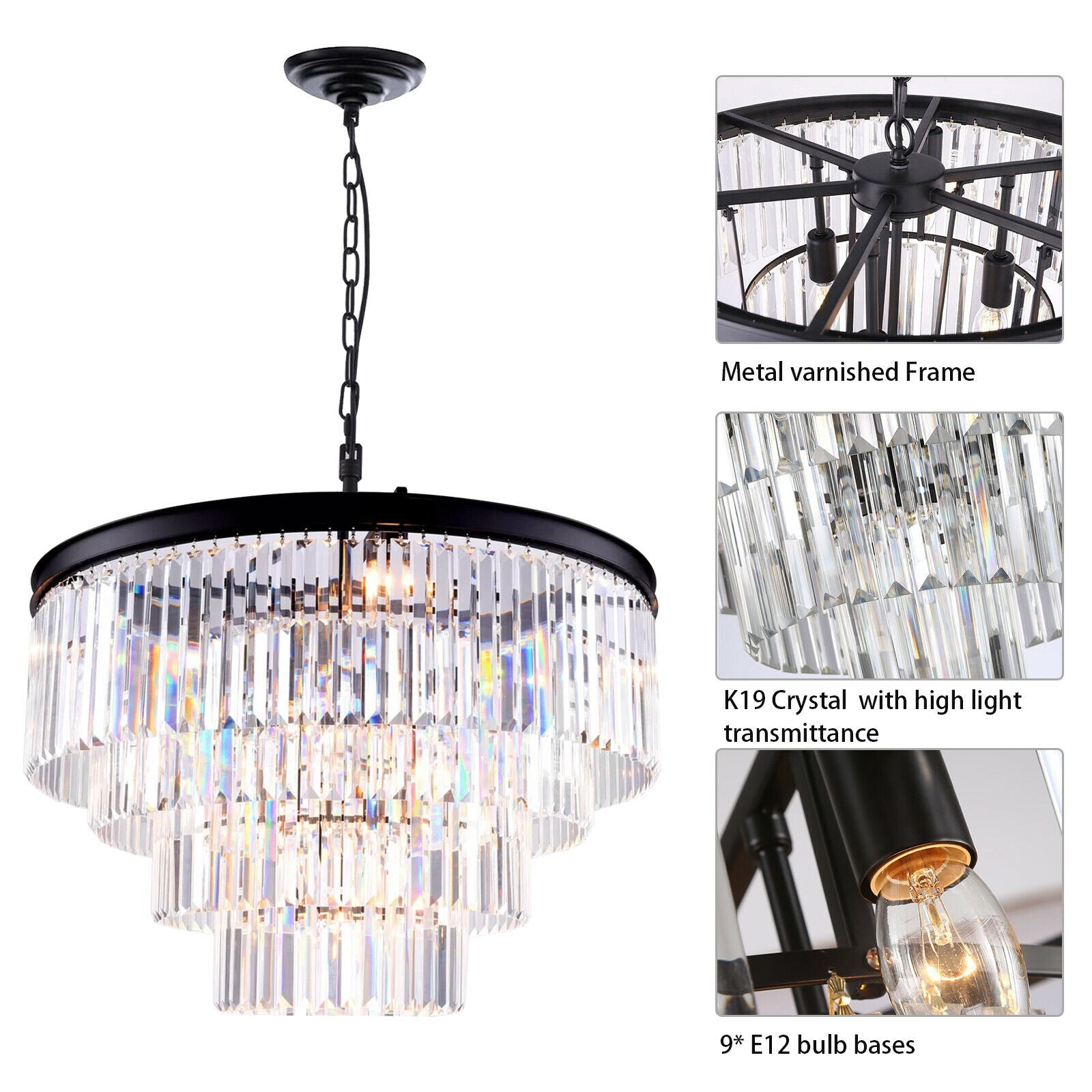 Crystal Ceiling Light Chandelier 4 tier