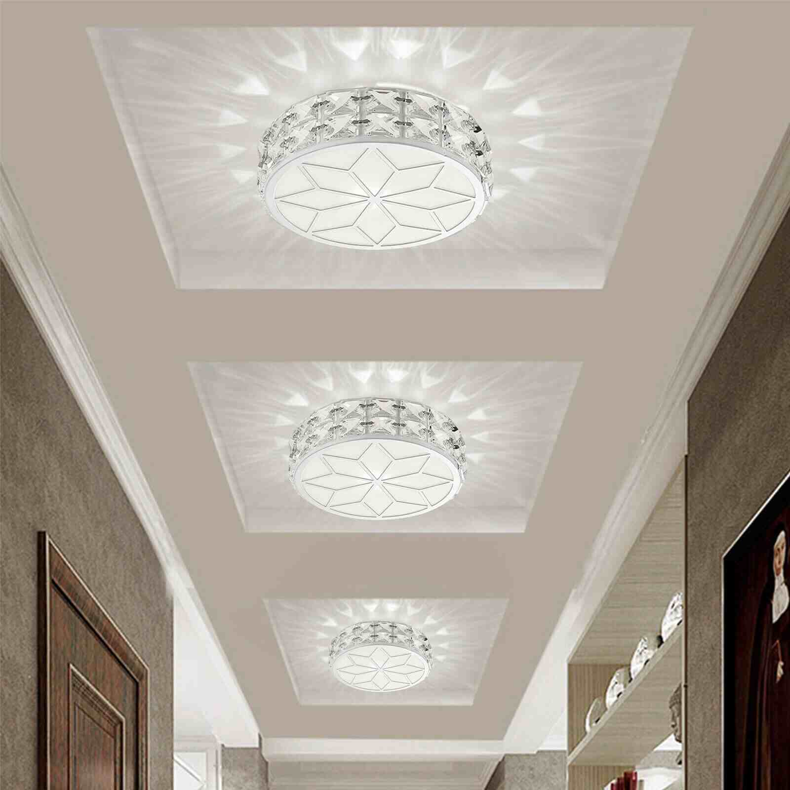 display of cool white 8.5in LED Crystal Ceiling Light