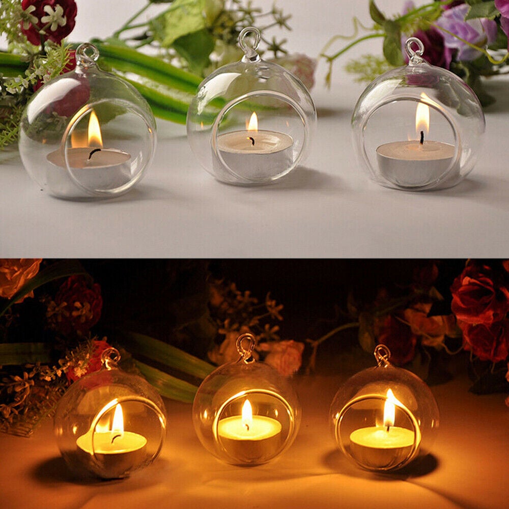 Display pf Crystal Glass Hanging Candle Holder Terrarium