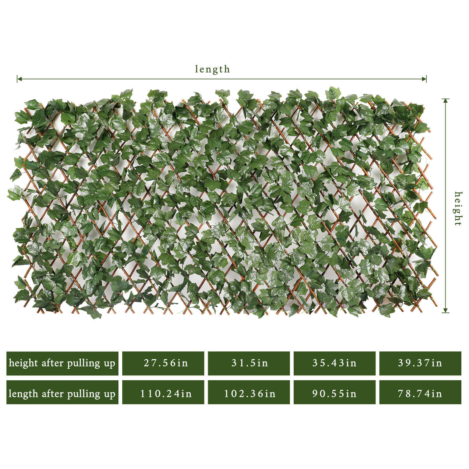 Expandable Faux Ivy Privacy Fence size