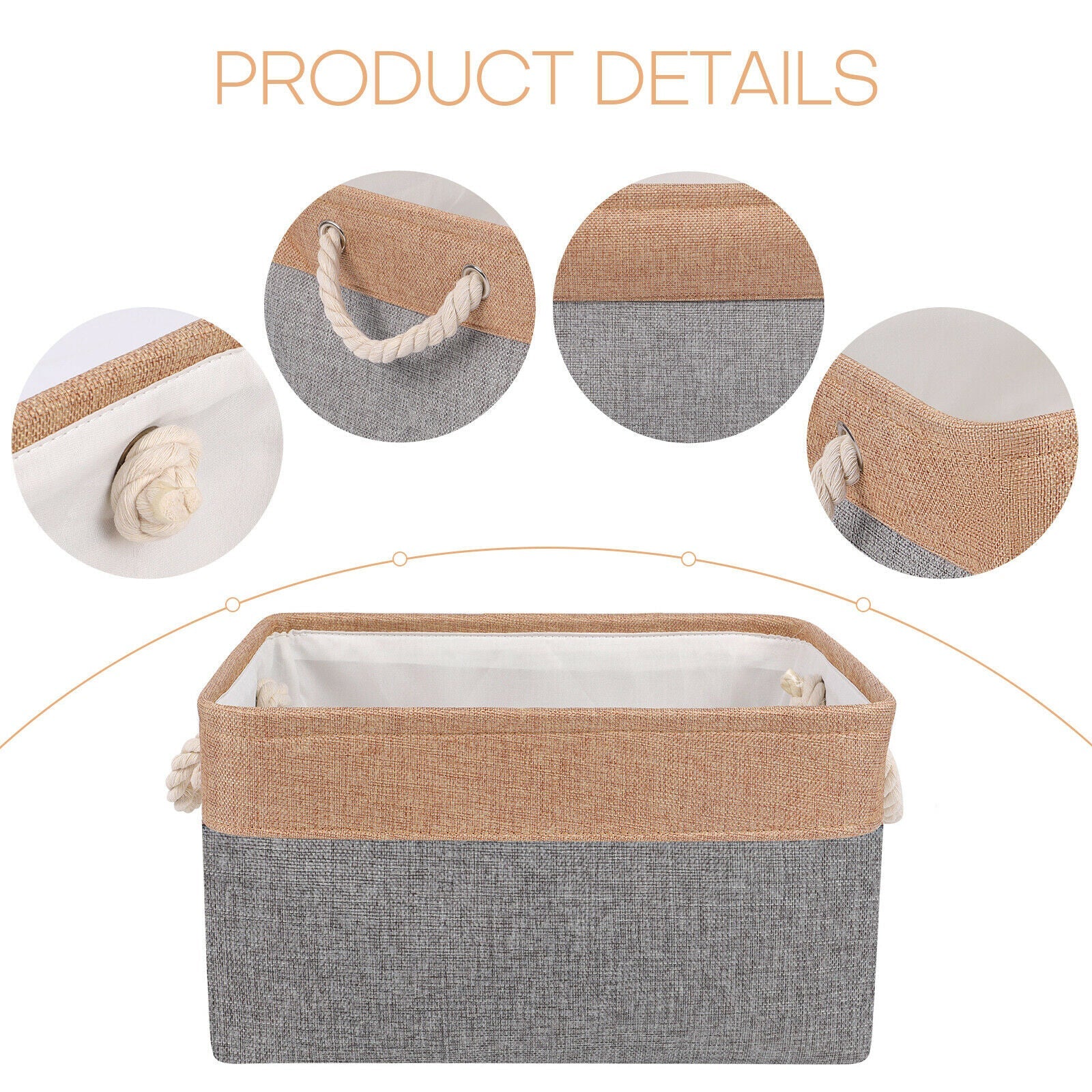 Fabric Foldable Storage Basket, 3pcs detail