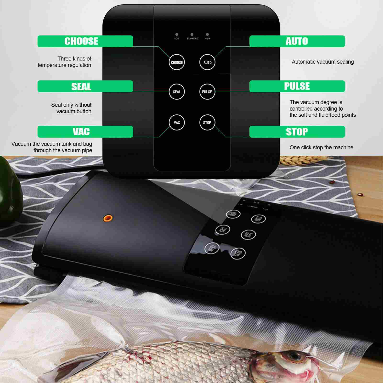Screen of Fast Vacuum Sealer Machine w/ 10 Seal Bags