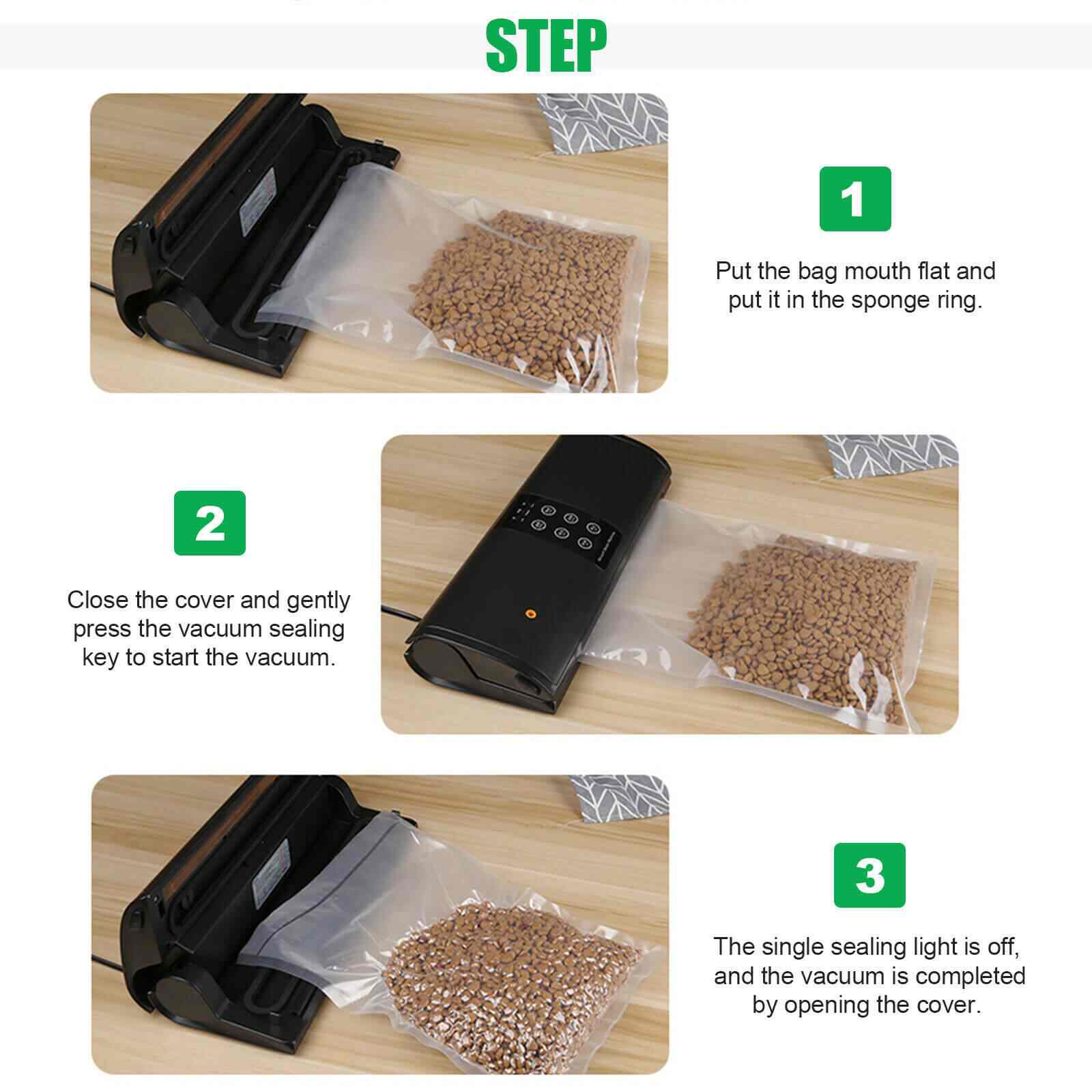 Usage of Fast Vacuum Sealer Machine w/ 10 Seal Bags