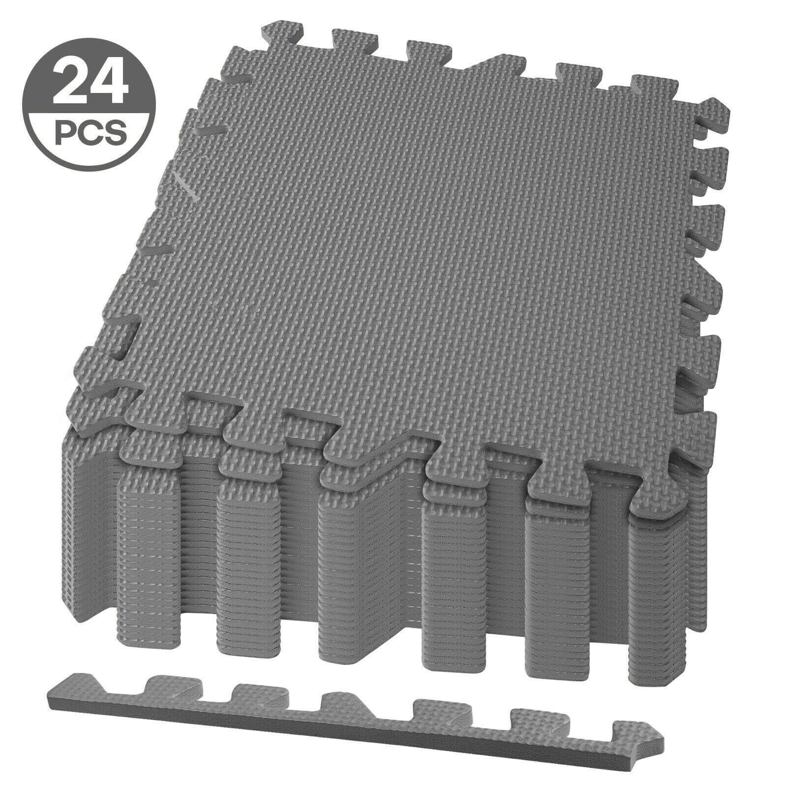 Floor Exercise Mat, 24Pcs gray