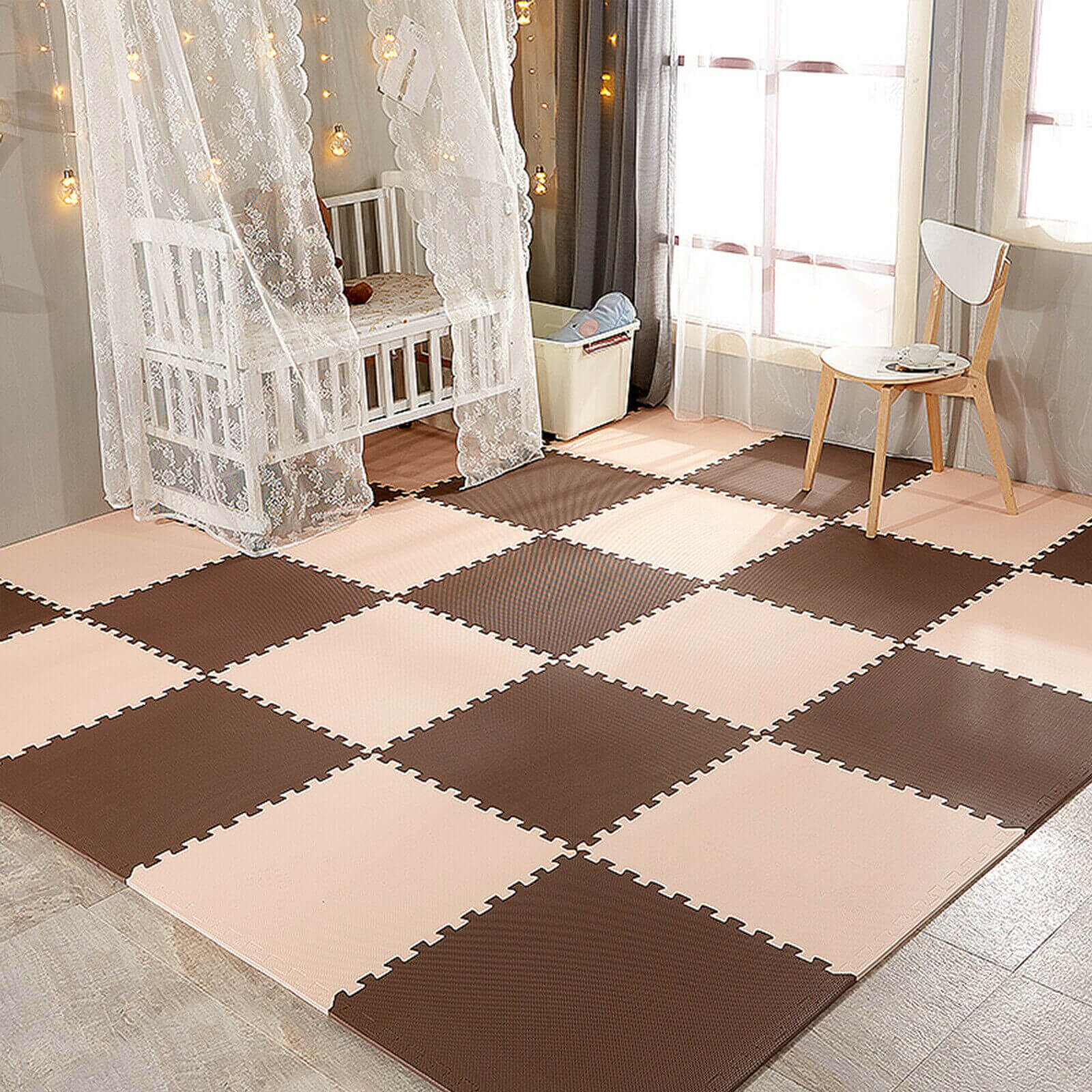 Coffee and Beige Floor Exercise Mat - BCBMALL