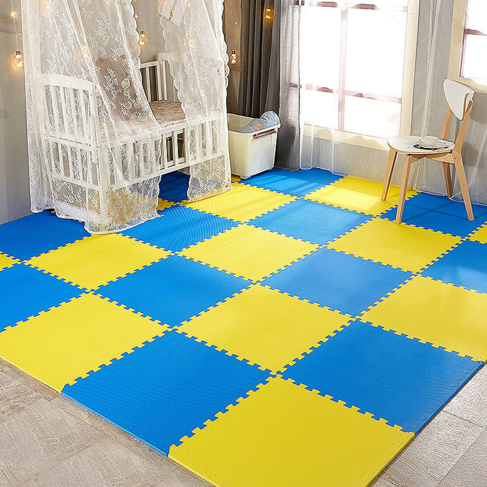 Blue and Yellow Floor Exercise Mat - BCBMALL