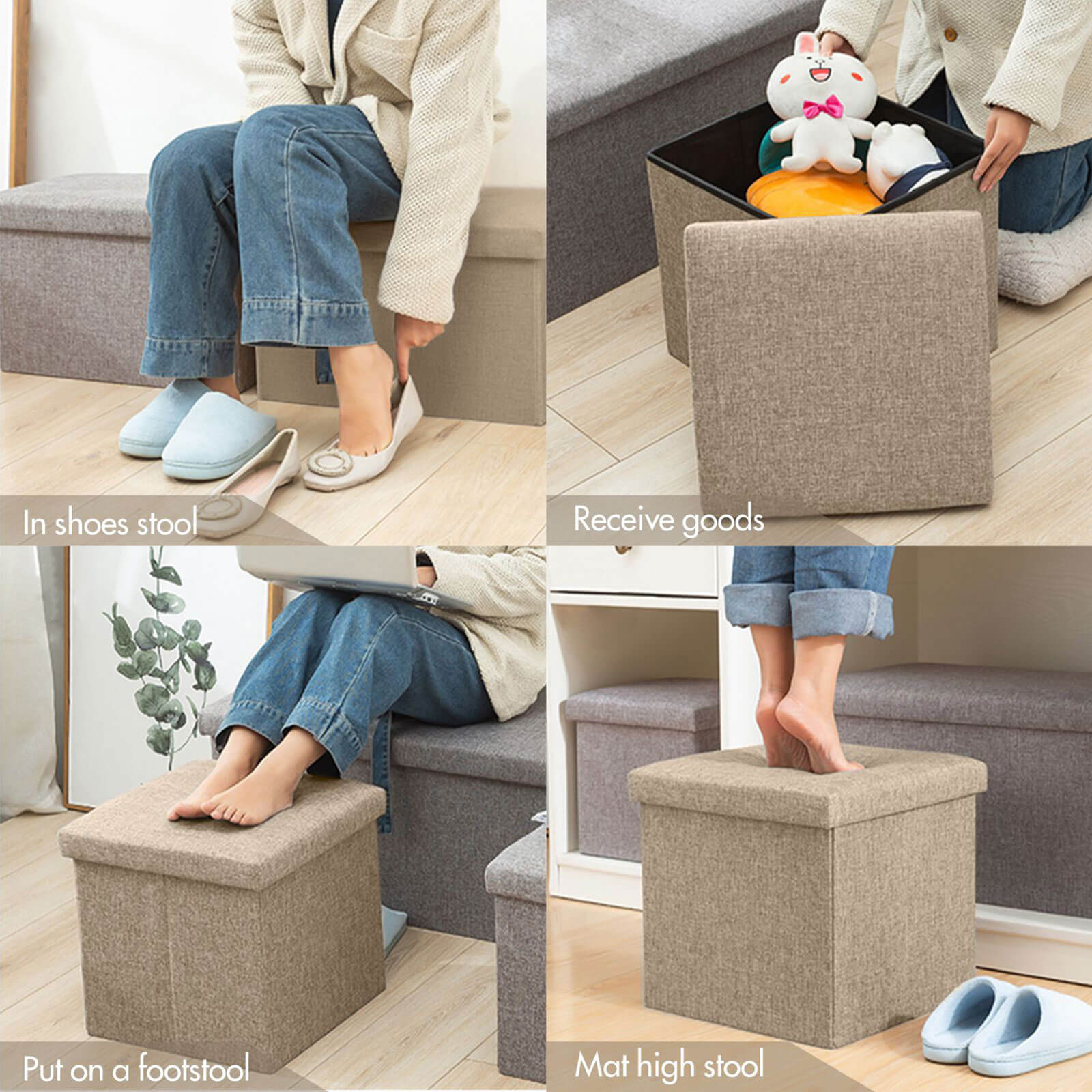 Folding Storage Stool - BCBMALL