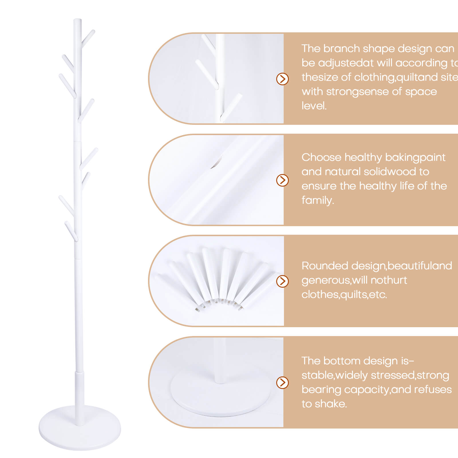 Freestanding Wood Coat Rack - BCBMALL