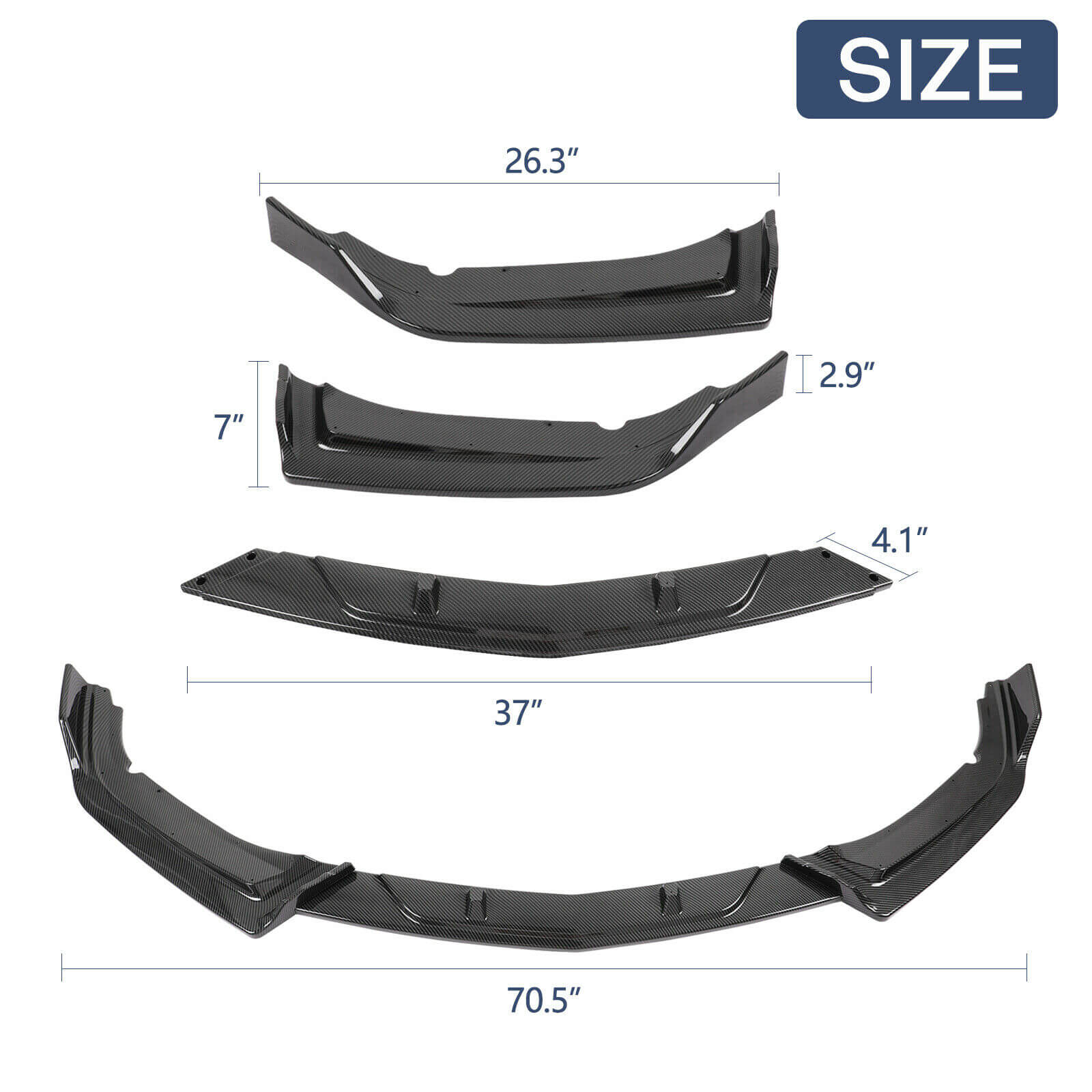 Front Bumper Lip for 16-21 HONDA CIVIC size