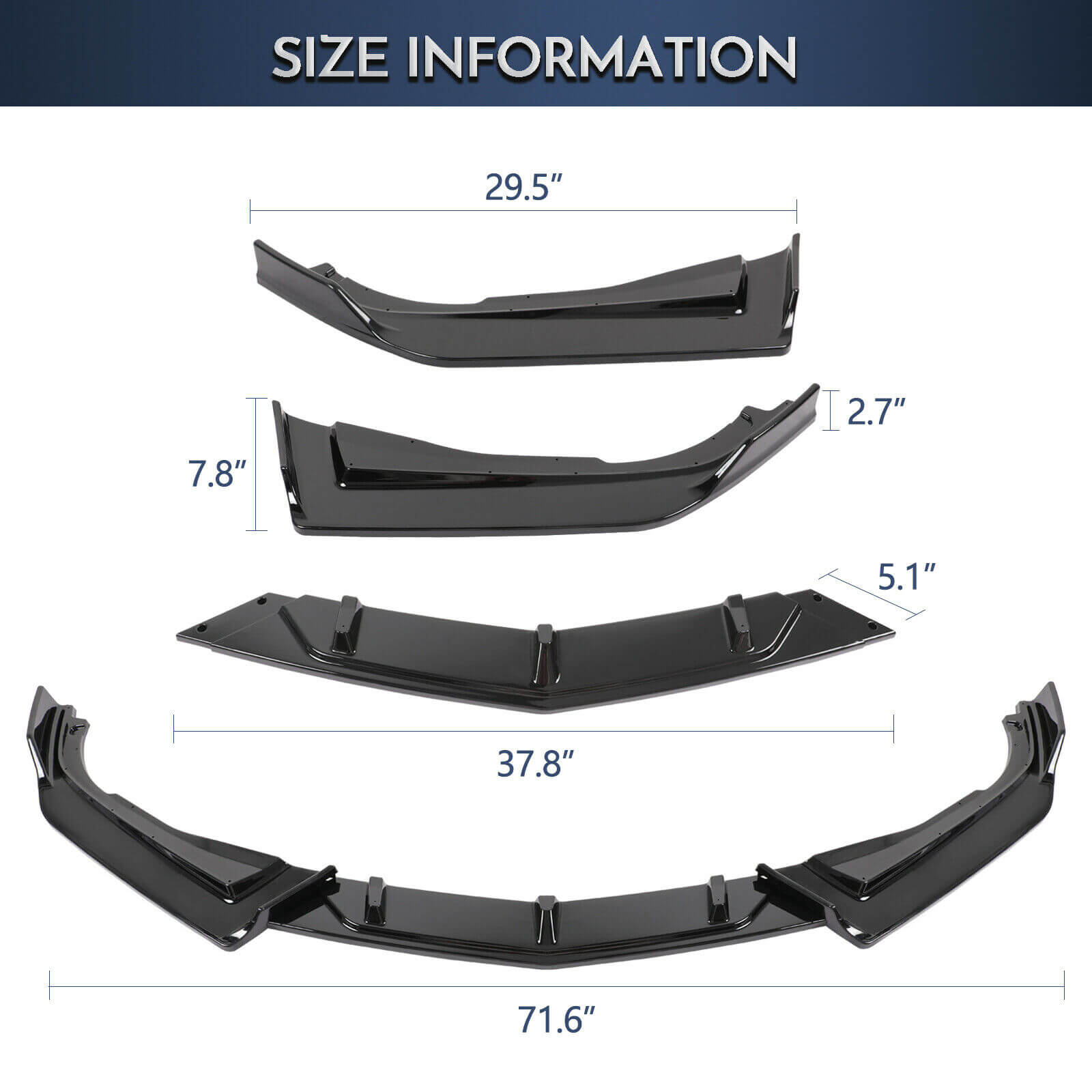 Front Bumper Lip for Honda Accord 2016+ size