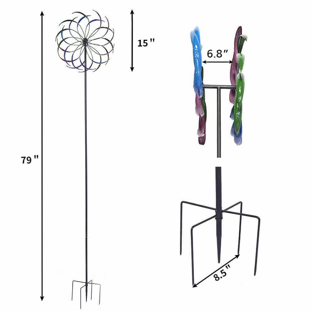 size detail of Garden Wind Spinner Lawn Ornament Windmill