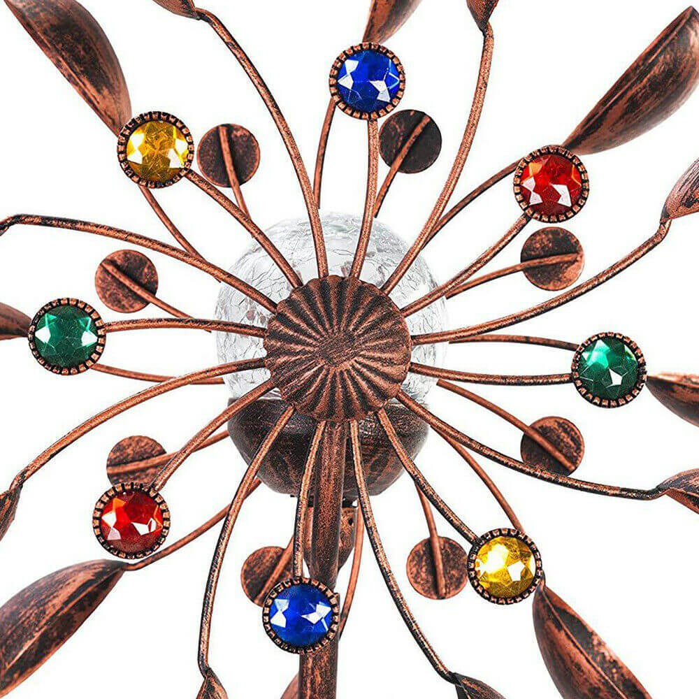 solar Garden Wind Spinner Lawn Ornament Windmill