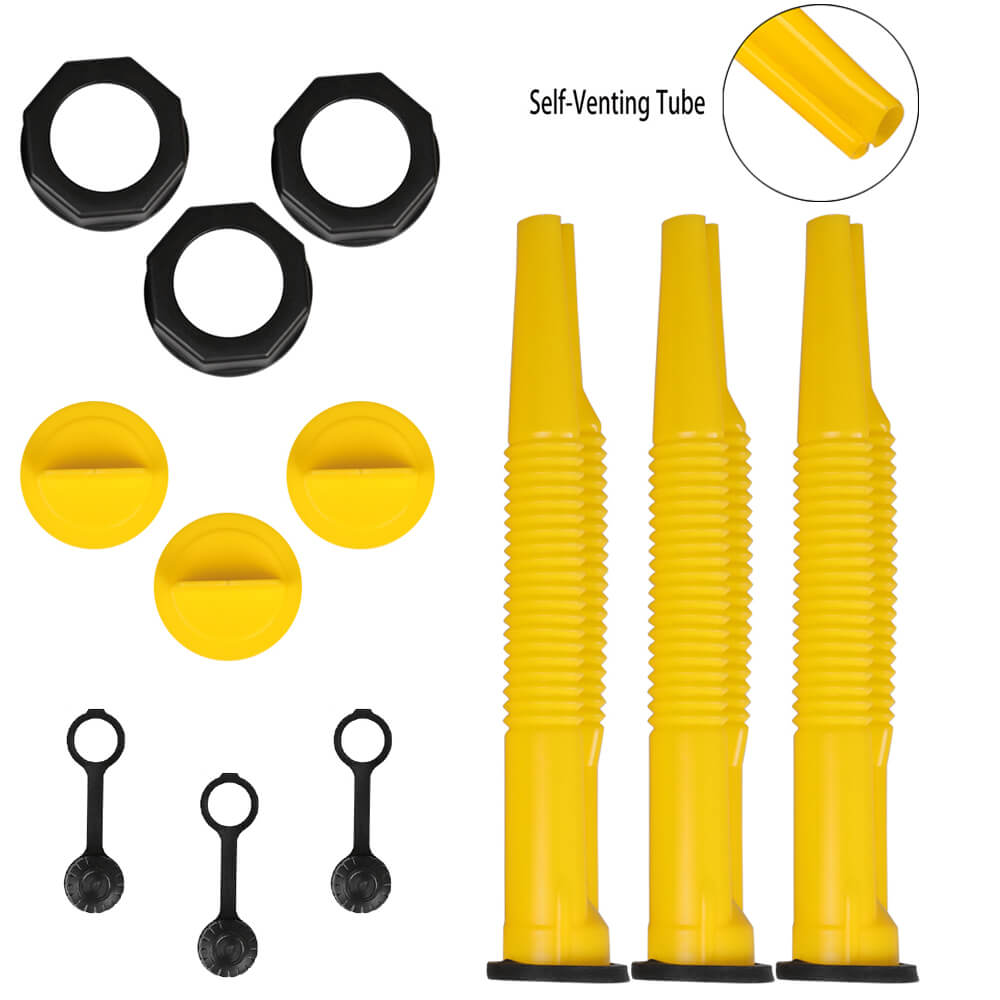 Self-venting tube of the gas can spout and vent kit