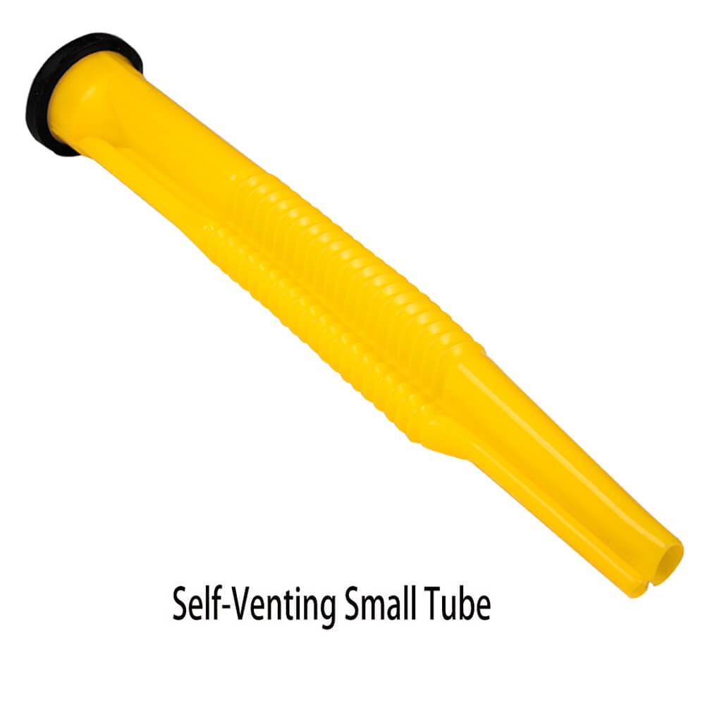 Self-venting small tube in the gas can spout and vent kit
