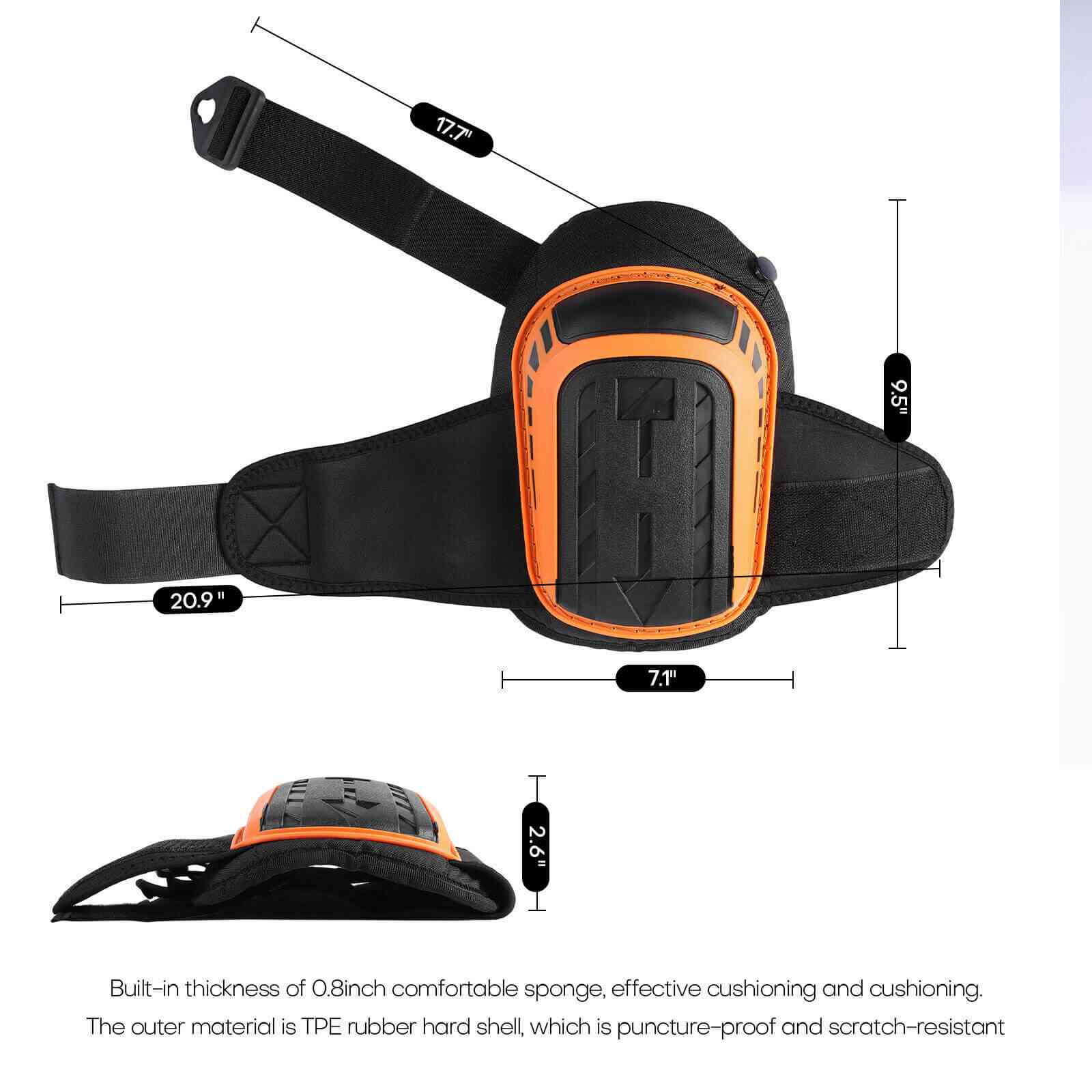 Size of Orange Construction Anti-slip Knee Pads, 2 Pcs