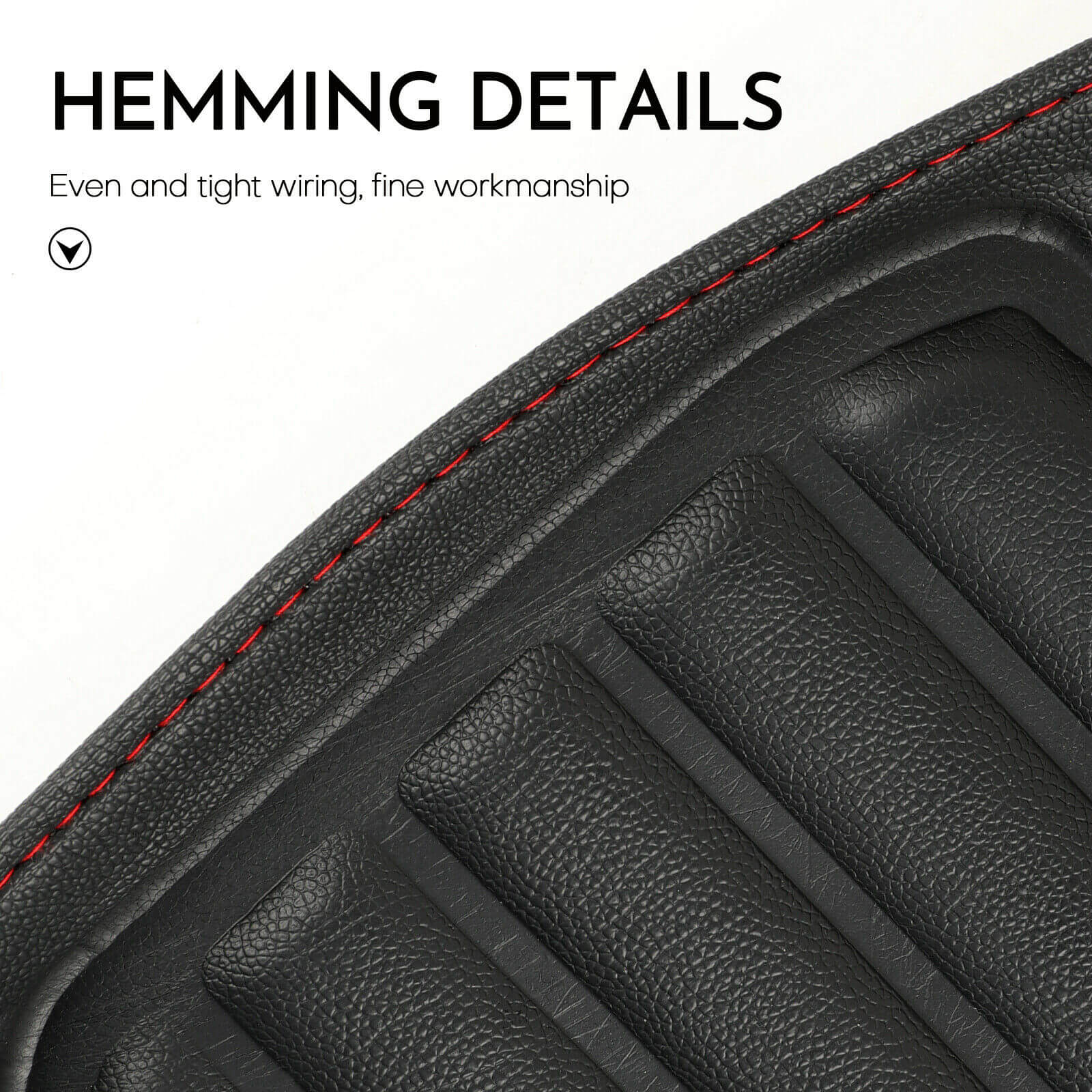 Hemming details of the Heavy Duty PU Leather Car Floor Mat