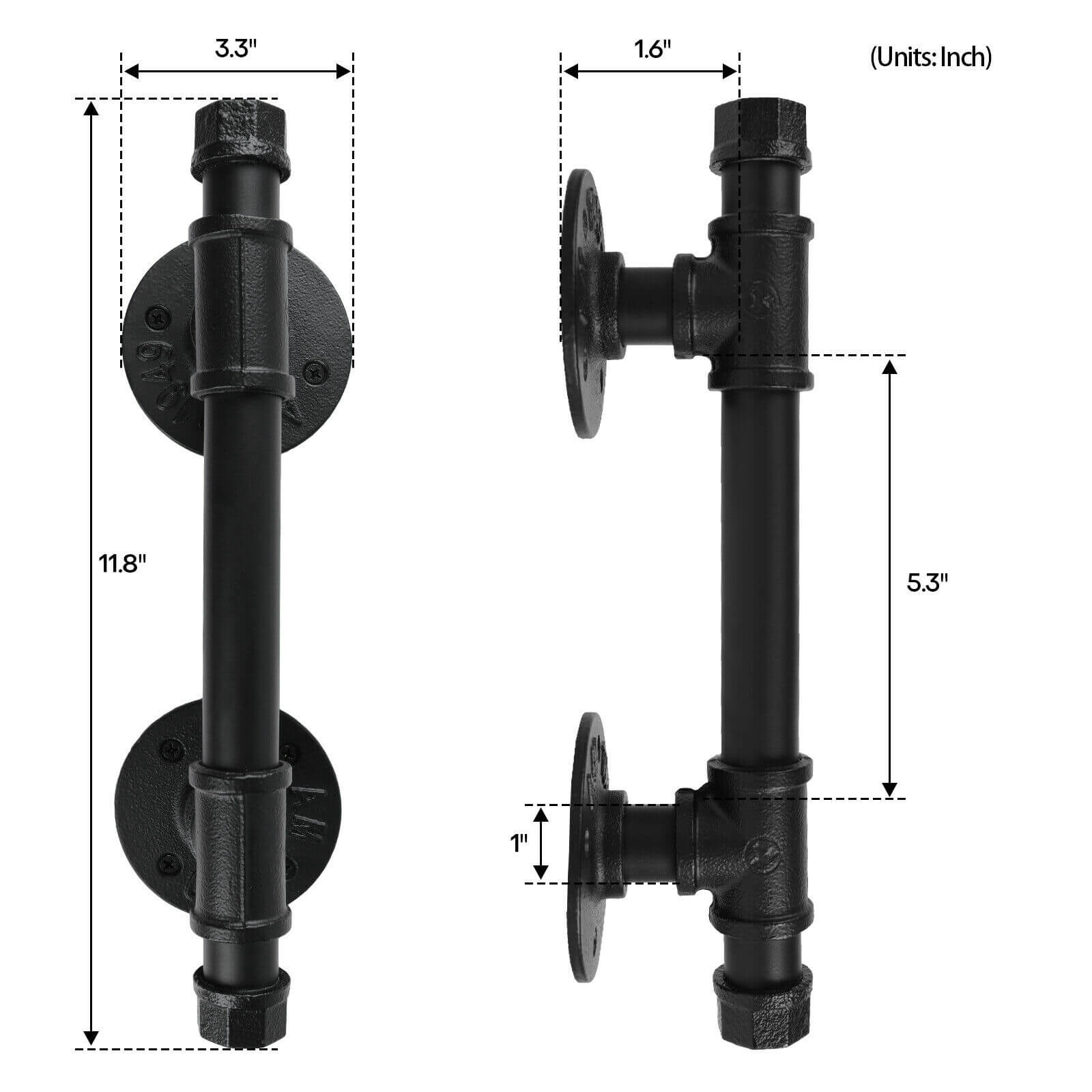 size of Industrial Door Barn Handles pulls