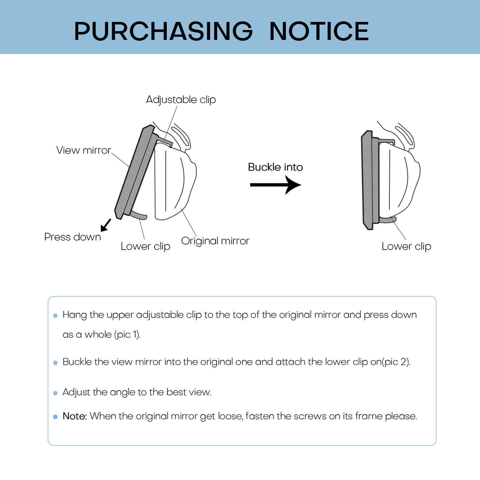 12" Interior Rear View Mirror notice