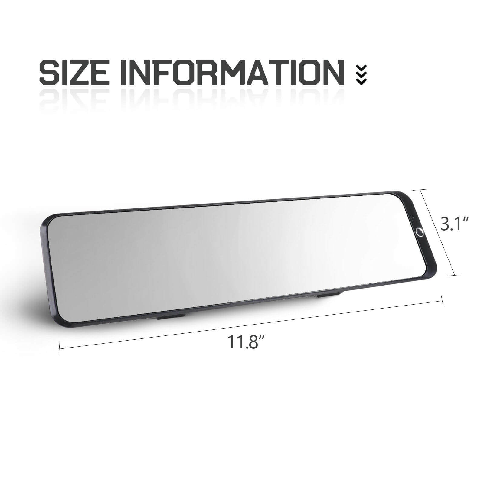 12" Interior Rear View Mirror white size