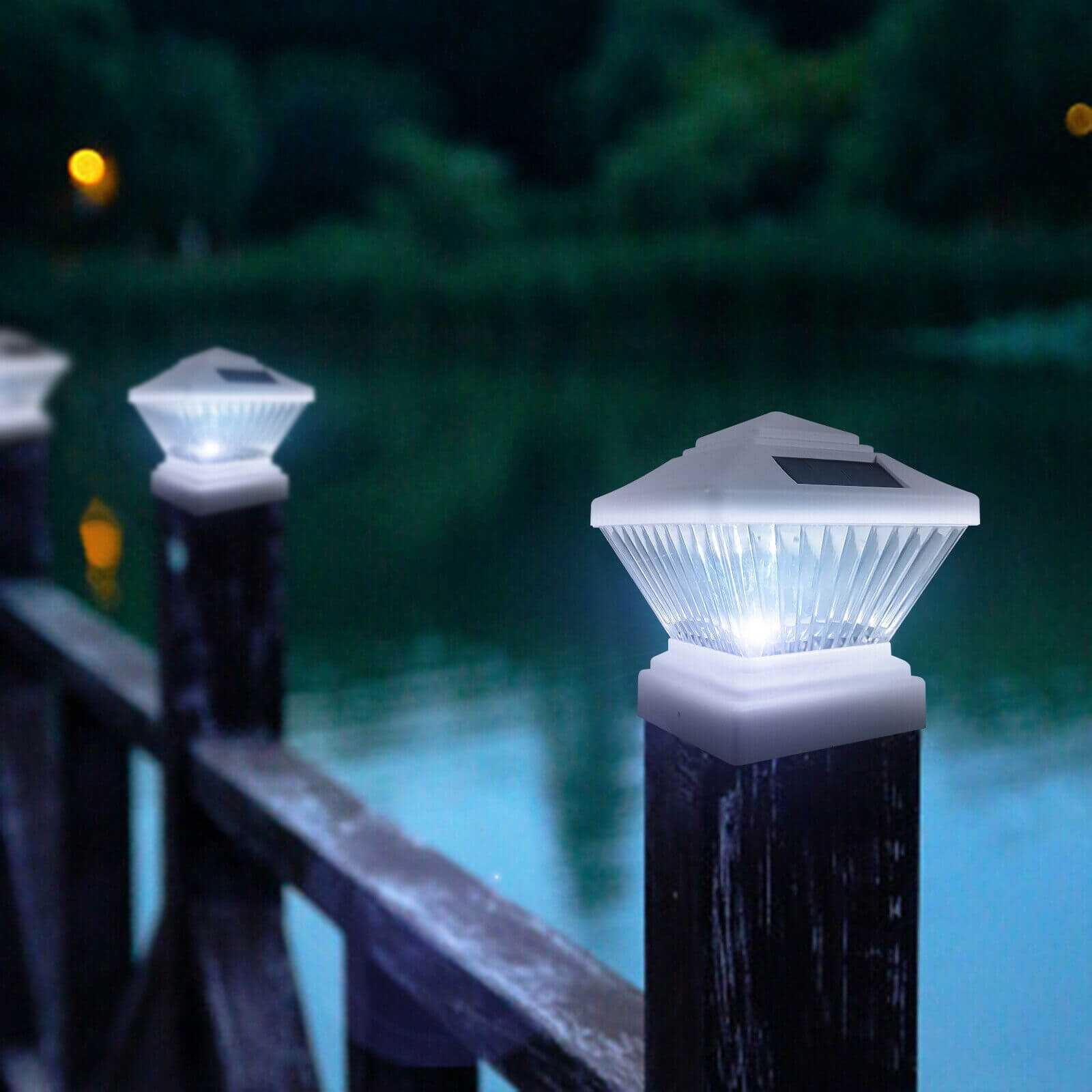 display of Waterproof White LED Solar Post Lamp
